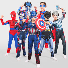 万圣节服装儿童复仇者联盟美国队长钢铁侠超人蜘蛛侠擎天柱肌肉服