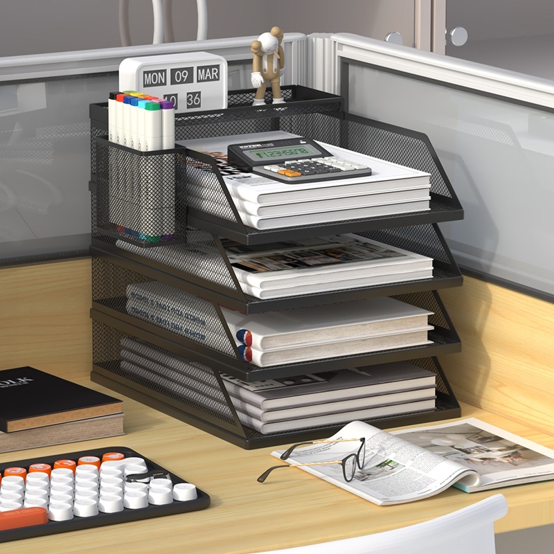 文件收纳架文件筐a3a4收纳盒多层档案架资料文件栏办公桌文具办公
