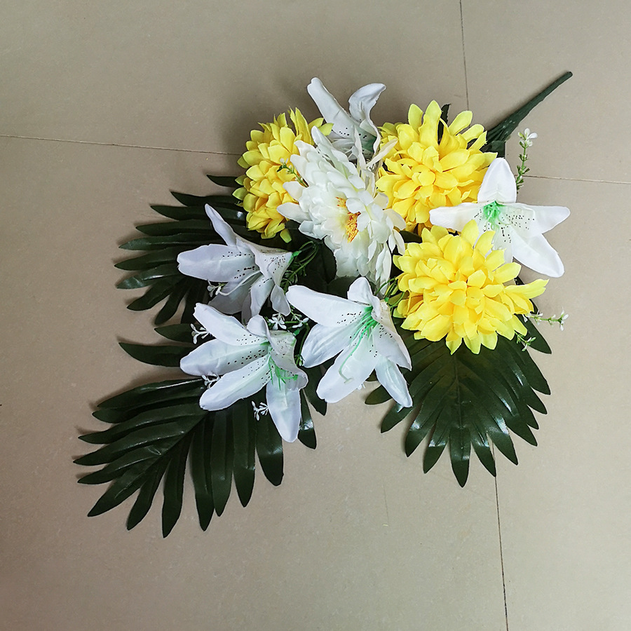 清明花束仿真花祭祀手捧花假花百合菊花追思祭祖扫墓厂家直销批发