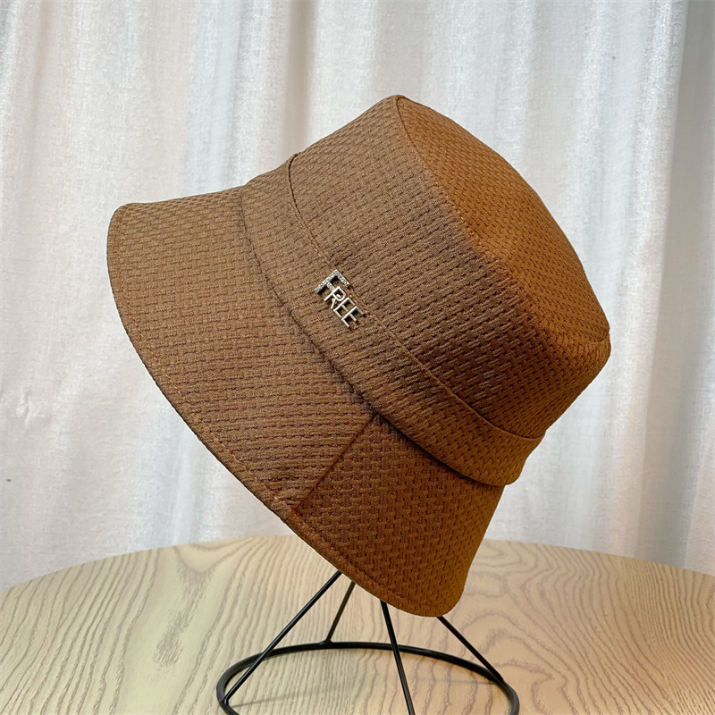 2023 New Autumn Bucket Hat Women's Korean-Style Fashion Sun-Proof Bucket Hat Plain All-Match Face-Looking Small Bucket Cap Fashion