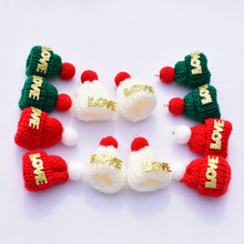 毛线针织圣诞帽 韩版迷你小帽子 圣诞节玩具装饰 毛绒球饰品配件
