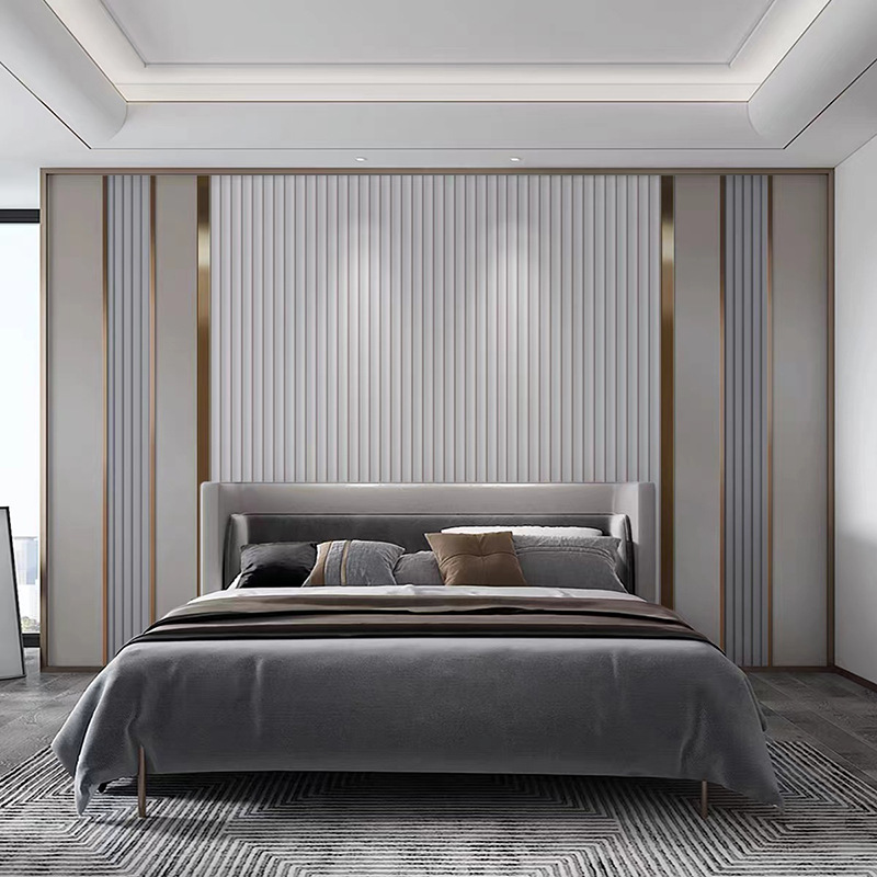 现代简约竹木纤维护墙板客厅电视背景墙板立体影视集成墙扣板