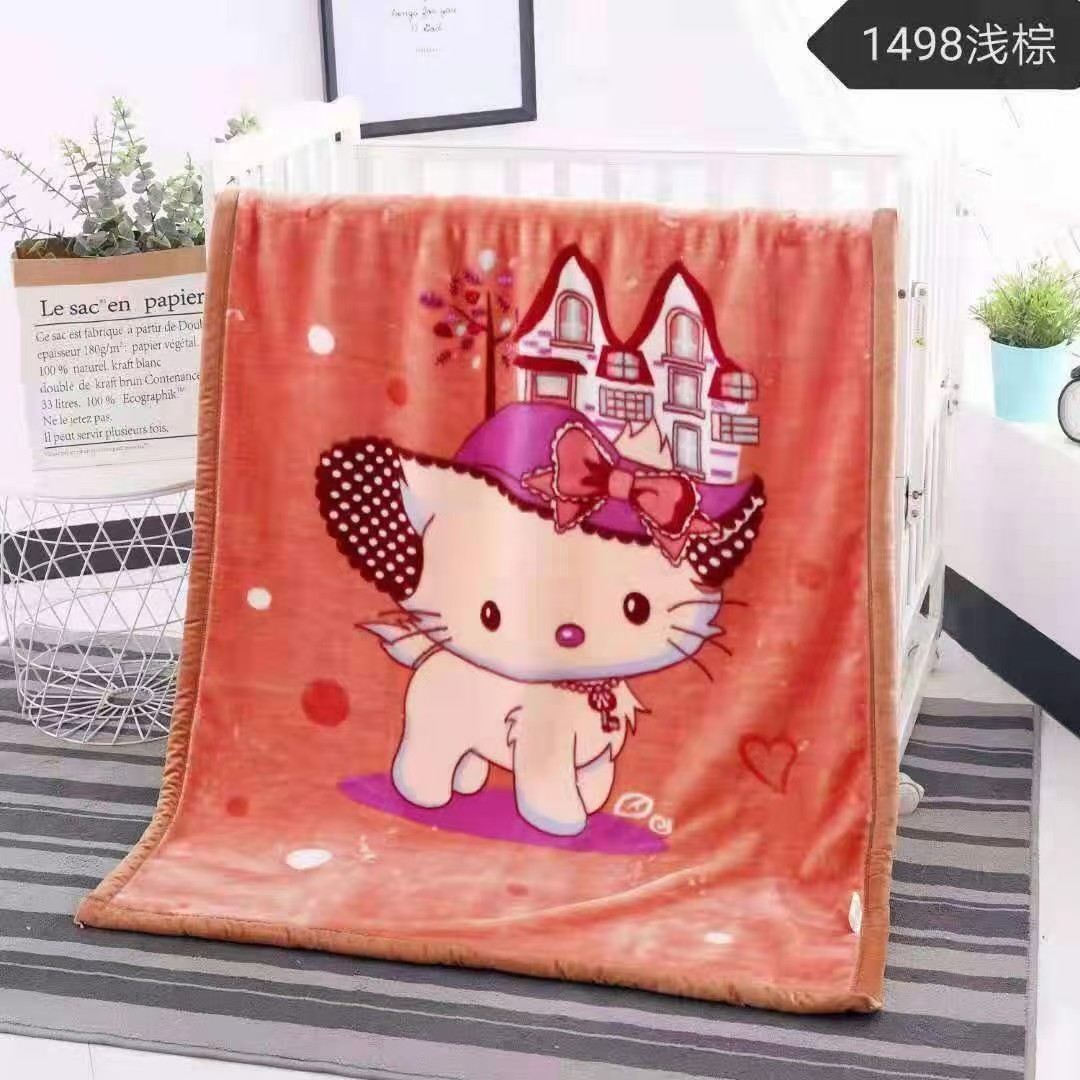 Children's Cloud Blanket Double-Layer Thickened Cartoon Children's Blanket 110*140 Right Angle Large Cartoon Babies' Woolen Blanket Wholesale