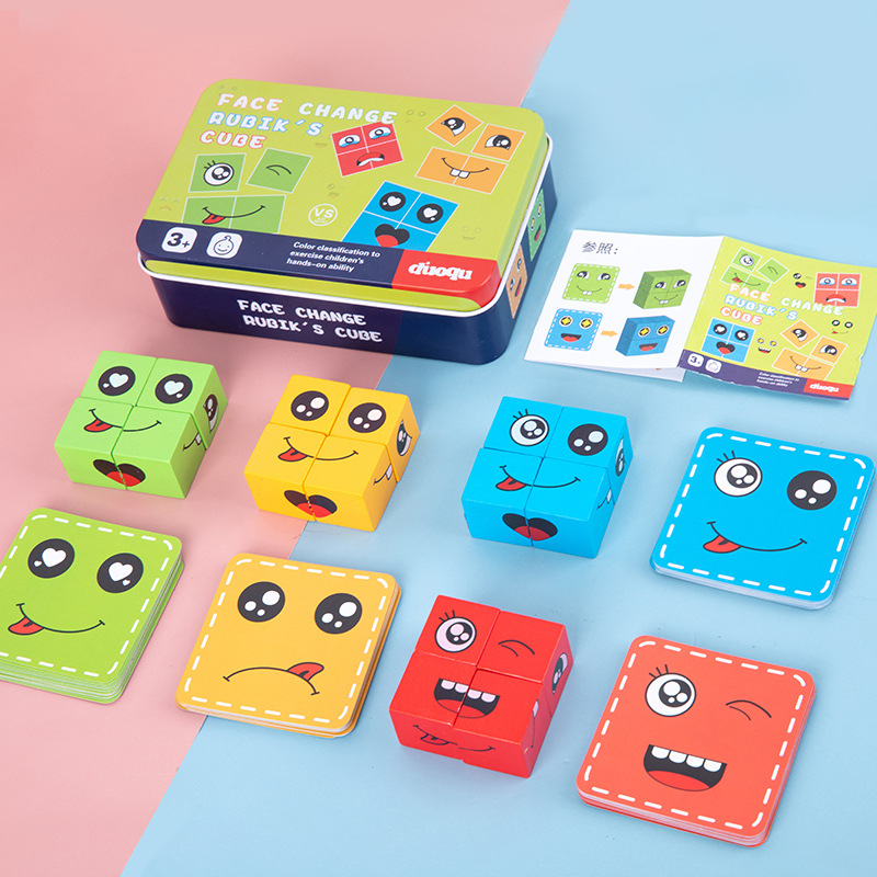 Cross-Border Face-Changing Cube Building Blocks Facial Expression Puzzle Logical Thinking Training Large Particles Best-Seller on Douyin Educational Toys