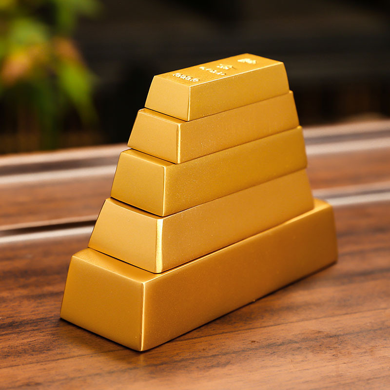 仿真金条摆件合金假金砖金块银行镀金样品中国黄金元宝道具桌面倍