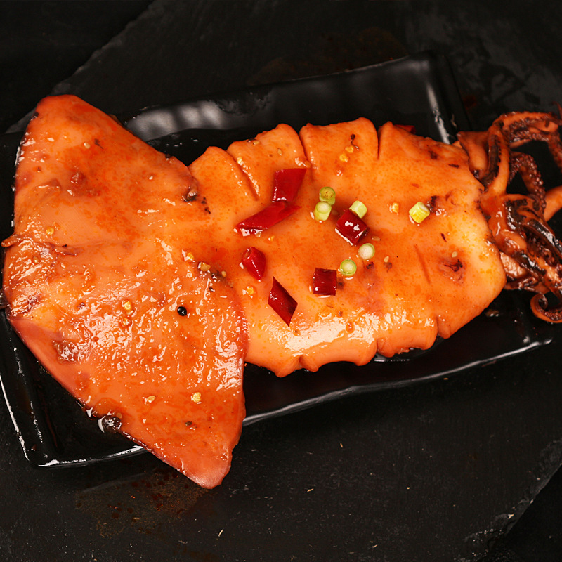 香辣大鱿鱼整只爆头八爪鱼即食海鲜熟食麻辣花螺海兔小章鱼鱿鱼须