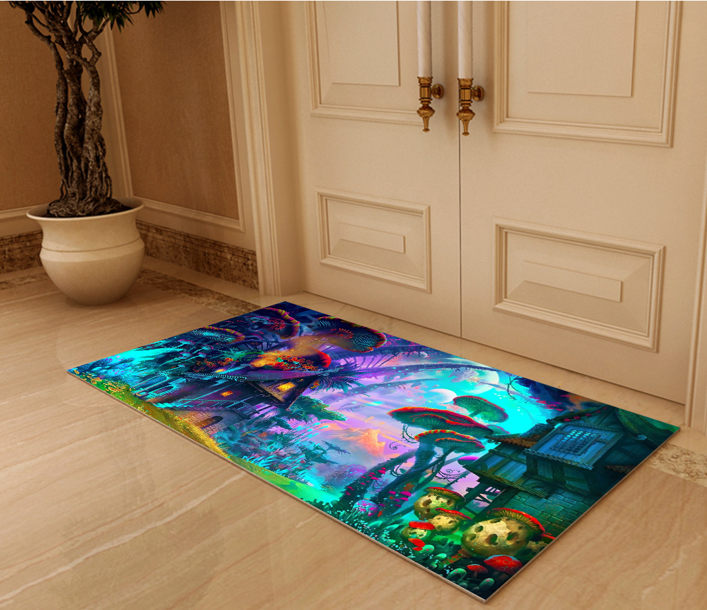 Cross-Border Foreign Trade Floor Mat Kitchen Door Mat Skull Printed Foot Mat Household Toilet Absorbent Mat Wholesale