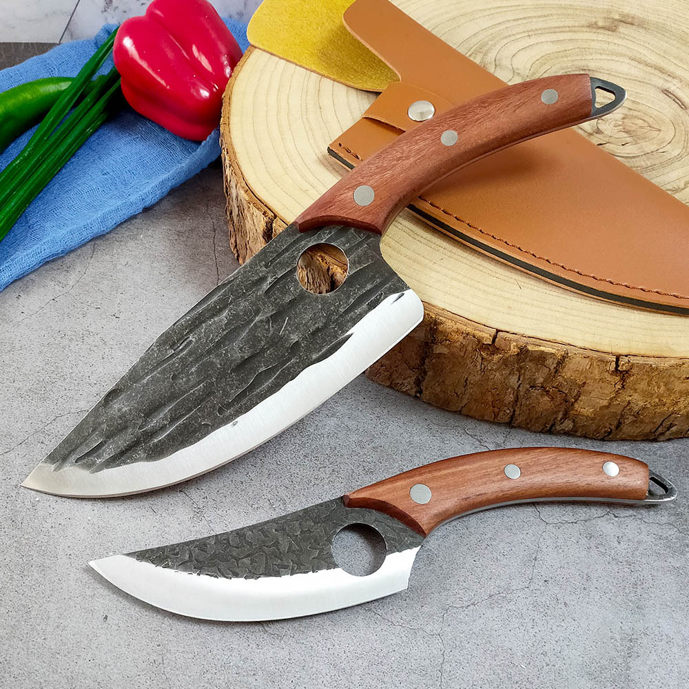 锤纹小菜刀不锈钢屠宰小弯刀剥皮杀猪屠夫杀鱼分割肉刀便携剔骨刀