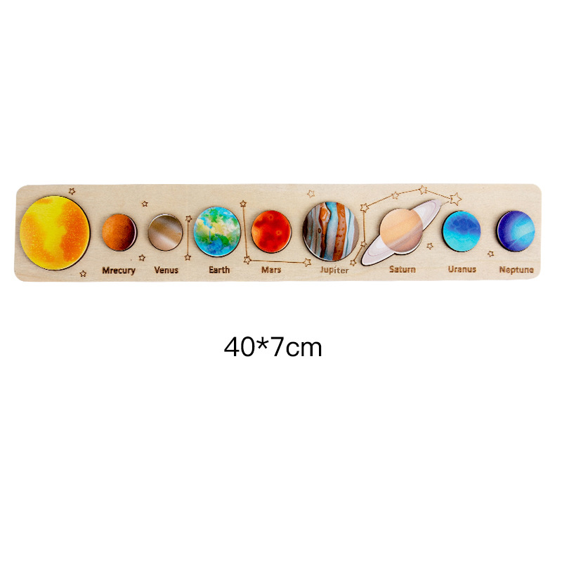 Wooden Children's Universe Star Cognitive Solar System Eight Planets Puzzle Matching Board Early Education Educational Toys