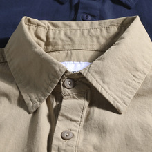 厂家直销Polo衫男士夏季工装衬衫复古翻领半袖设计感痞帅衬衣
