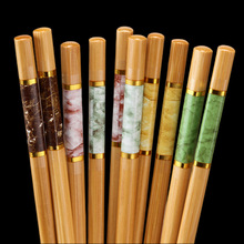 【包邮】楠竹筷子中式印花耐高温家用5-10双装家庭一人一筷分餐