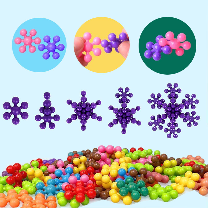 Plum Blossom Building Blocks Three-Dimensional Assembling Children's Early Education Puzzle 3D Rotating Splicing Snowflake Cross-Border Toys Wholesale