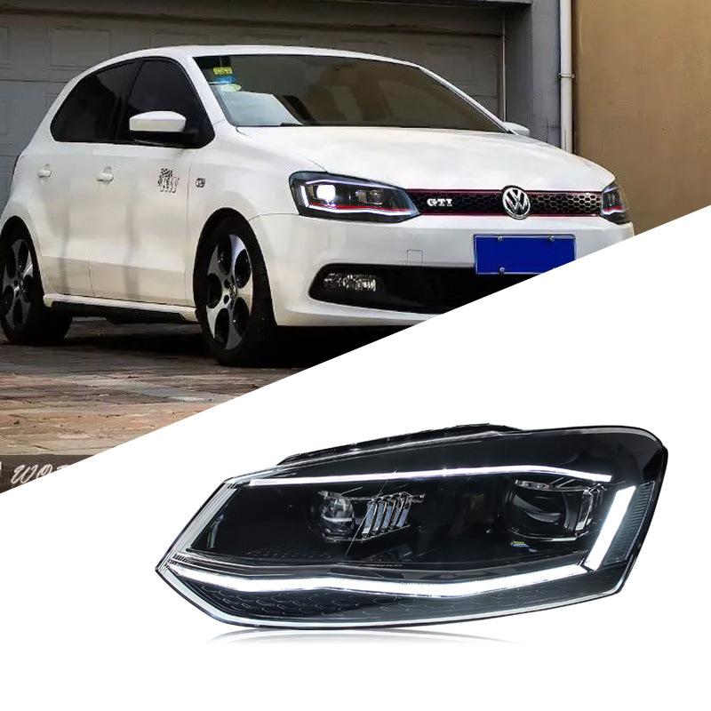 适用于11-18款大众波罗大灯总成 polo改装led日行灯透镜氙气大灯