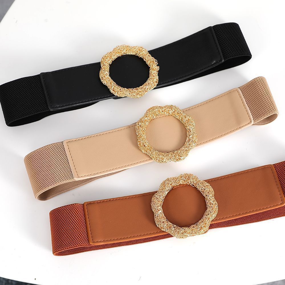 太阳花腰带宽腰带女装饰配连衣裙子衬衫时尚百搭松紧收腰塑身腰封