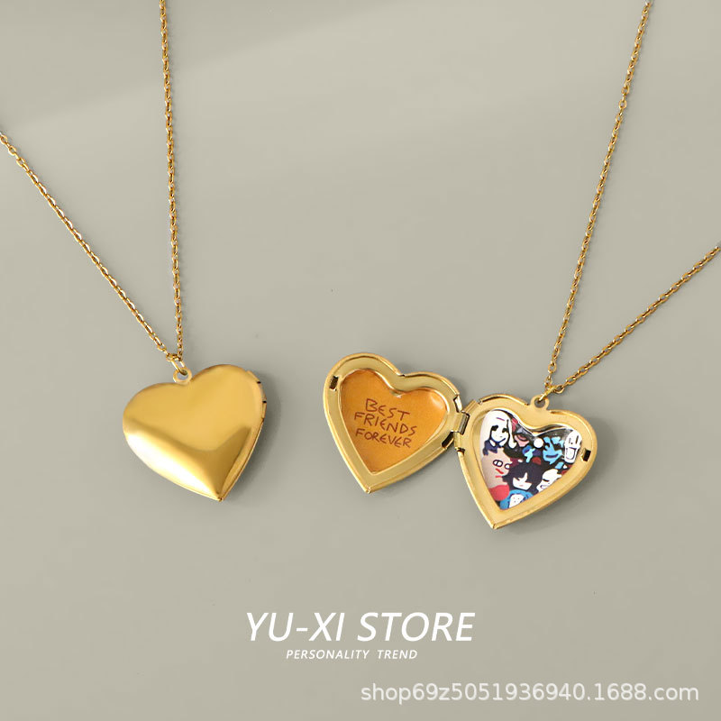 传说之下周边sans心形项链吊坠 undertale爱心全家福照片相框项链