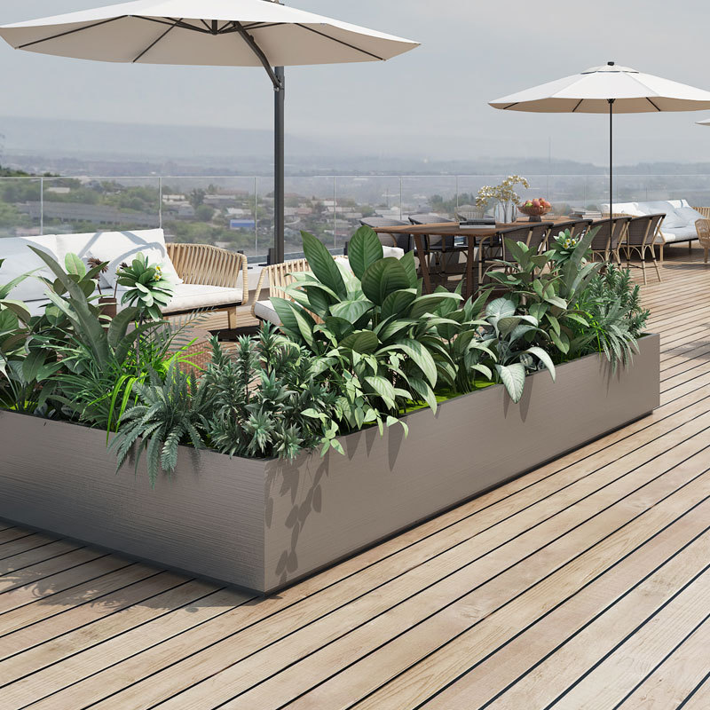 户外不锈钢花箱组合铁艺镂空花架花坛金属圆筒花槽市政售楼部花钵