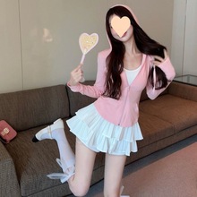 纯欲甜美辣妹风套装夏季时尚炸街休闲运动服晒衣蛋糕短裙三件套