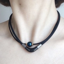 新款项链UV型项圈精致电镀银色黑色锁骨链不掉色颈链软绳不伤皮肤