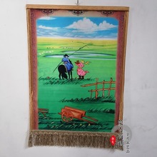 VJW5内蒙古工艺品羊毛毡画成吉思汗特色挂画轴餐厅蒙古包装饰画毡