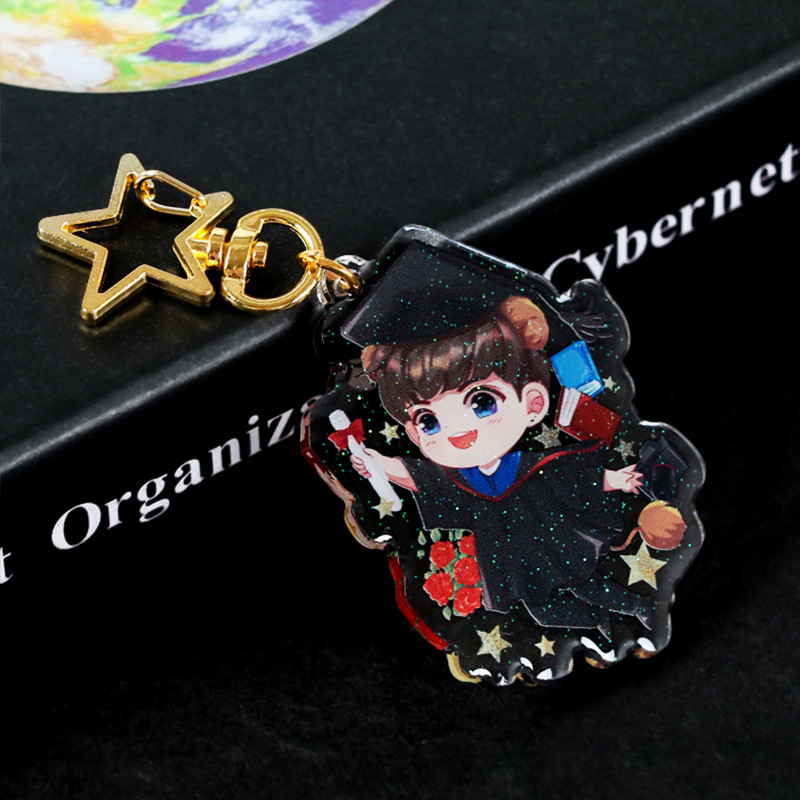 Anime Transparent Acrylic Keychain Creative Peripheral Cartoon Character Star Humanoid Standee Handbag Pendant DIY