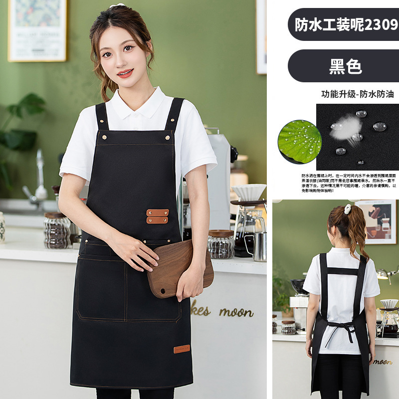 new waterproof backpack adjustable high-profile figure apron printing logo milk tea catering baking cafe apron wholesale