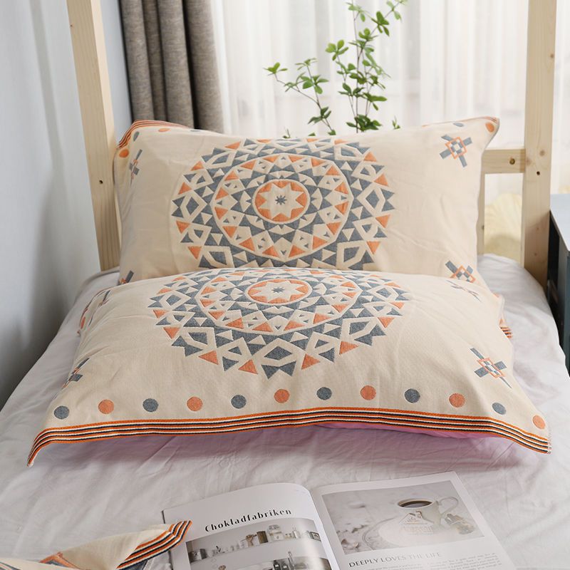 纯棉枕巾一对装大号高档夏季100全棉纱布防滑单人枕头巾成人家用