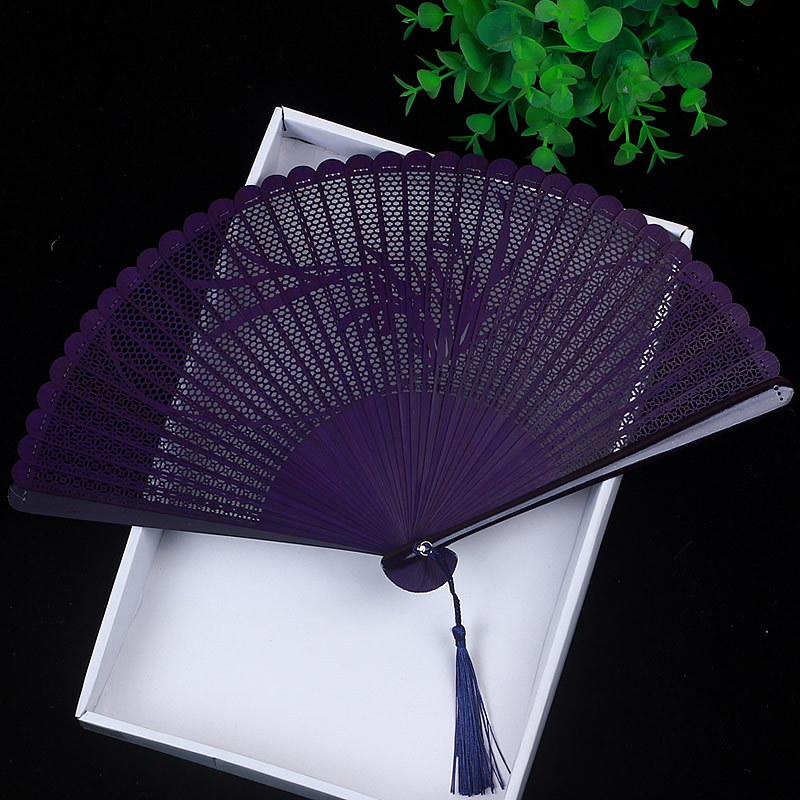 批发风古典随身迷你全竹扇子镂空女士古风手工折叠小折扇复古夏季