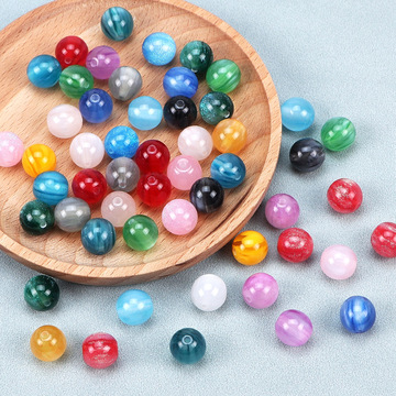 10mm星空细闪树脂直孔圆珠散珠diy串珠手工编织手链发箍彩色珠子