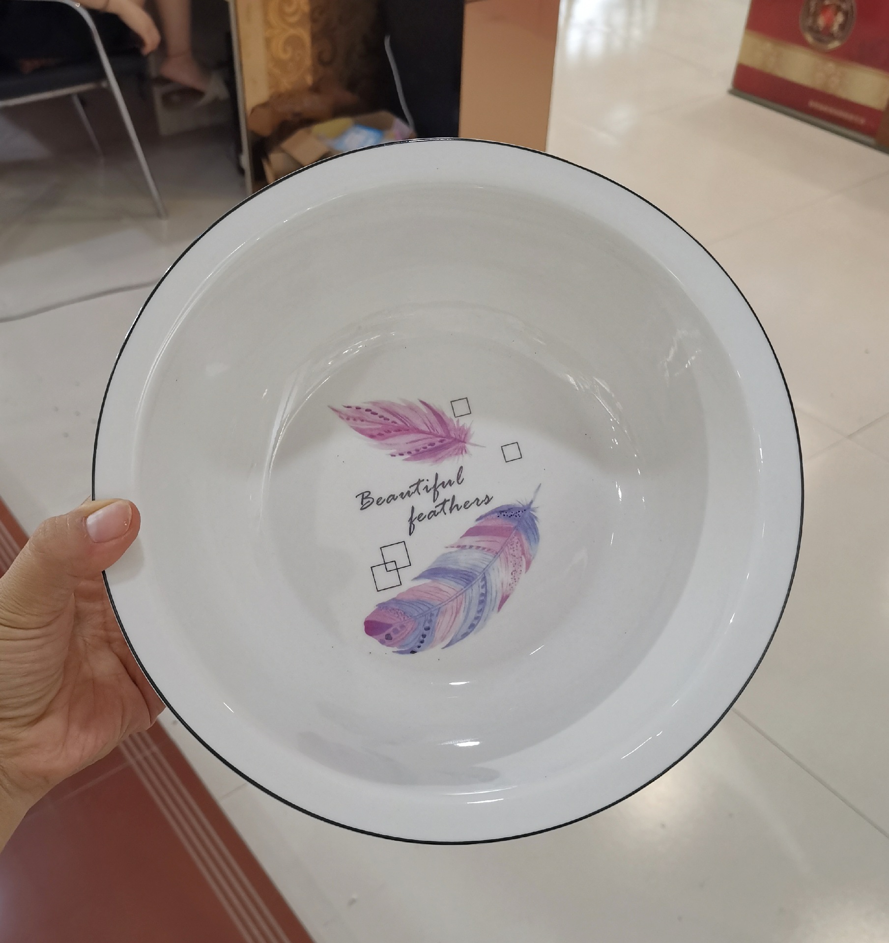 家用盛汤陶瓷大汤碗加厚9英寸汤古碗汤盆面碗可微波炉可加logo