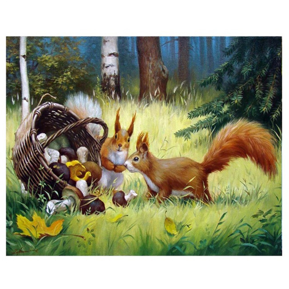 点钻十字绣松鼠 外贸货源5d新款满钻装饰画厂家直销钻石画