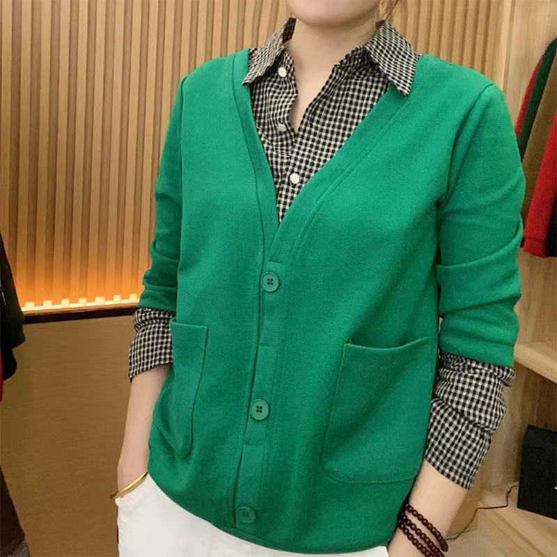 0成交3014件一件代发2022年春装新款时尚韩版假两件拼接针织衫女装3d