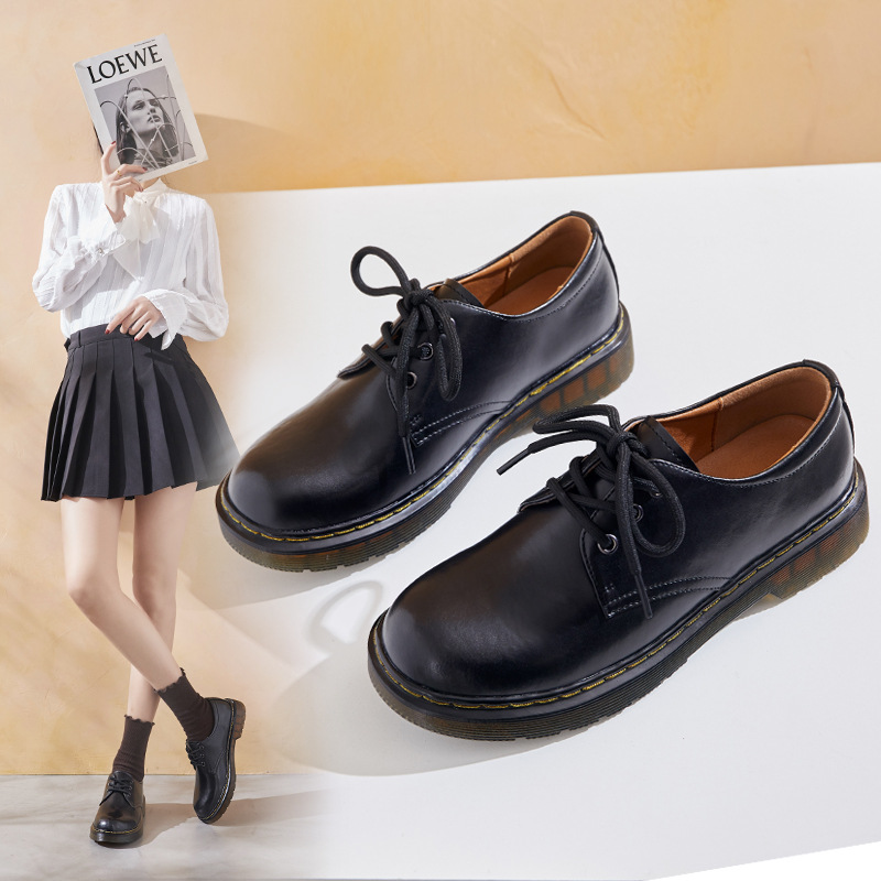 原宿英伦风小皮鞋女软妹日系学院风复古单鞋春秋平底真皮休闲女鞋
