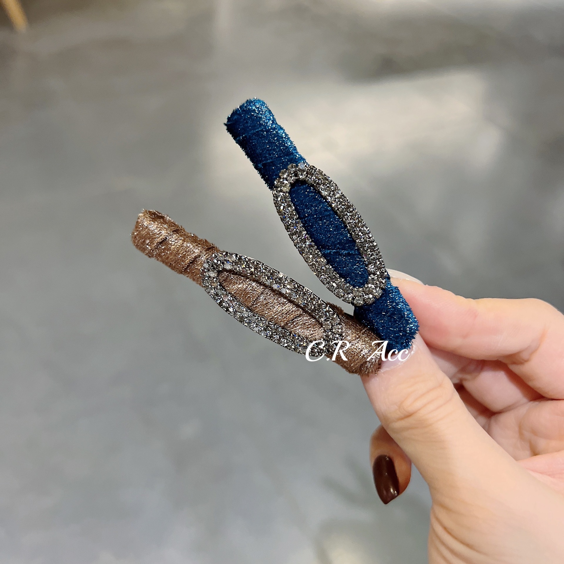 韩国简约满钻椭圆发夹边夹少女后脑勺发卡ins网红气质鸭嘴夹发饰