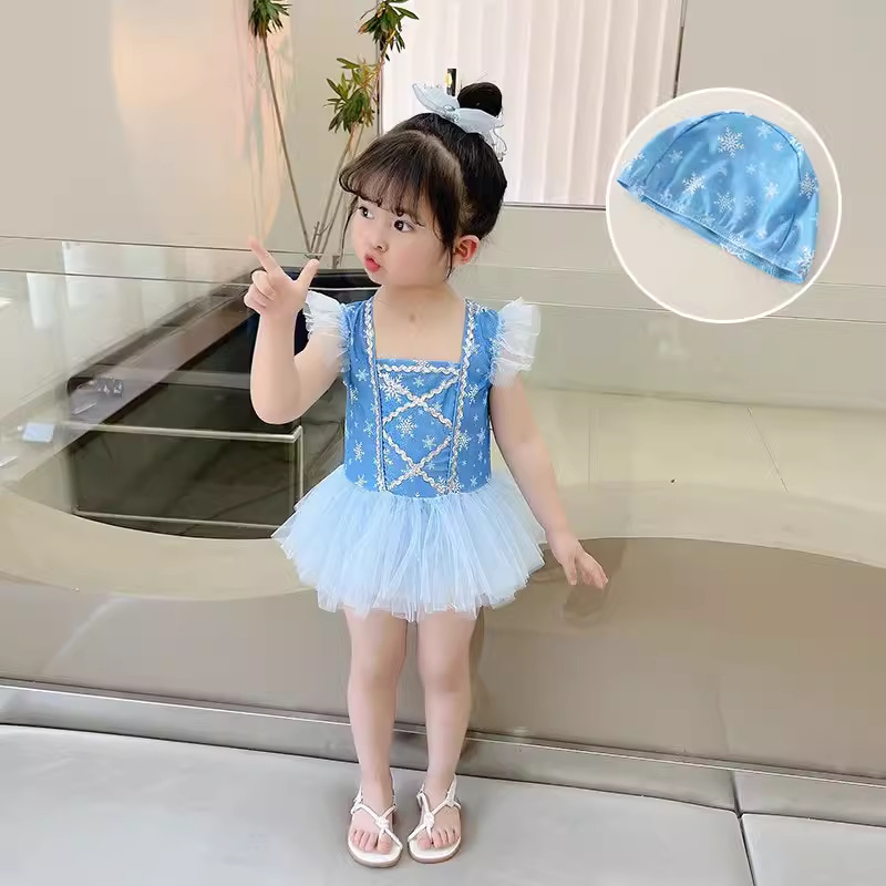 多巴胺新款夏季儿童泳装公主风女孩女童泳衣服美人鱼夏装游泳连体