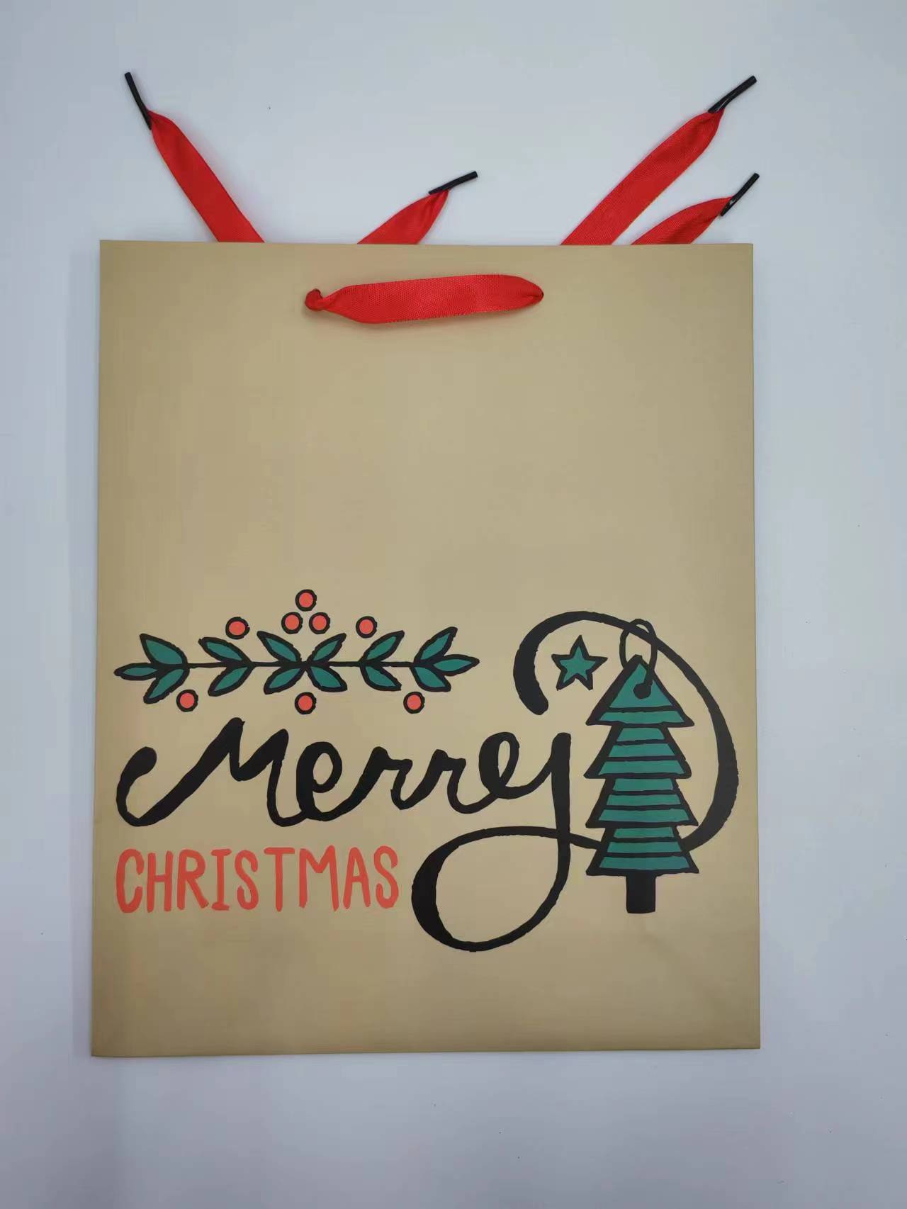 210G White Card New Design Christmas Theme Gift Bag Handbag Paper Bag in Stock