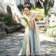 新款汉服女童古装夏季中国古风儿童襦裙超仙小女孩宝宝唐装汉服裙