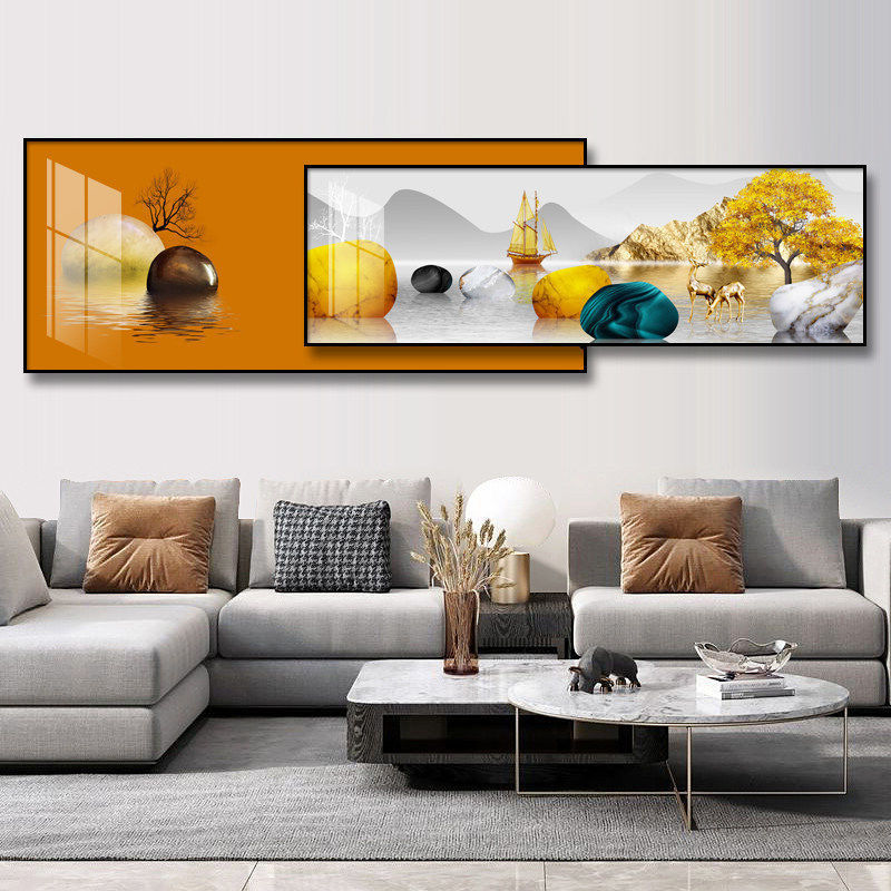 轻奢客厅装饰画大气沙发背景墙挂画现代简约墙画横版
