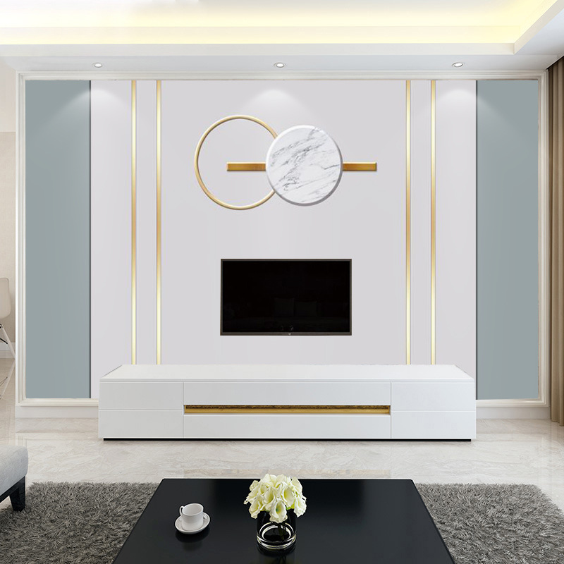 轻奢风电视背景墙壁纸装饰客厅金属线条仿大理石纹影视墙画无纺布