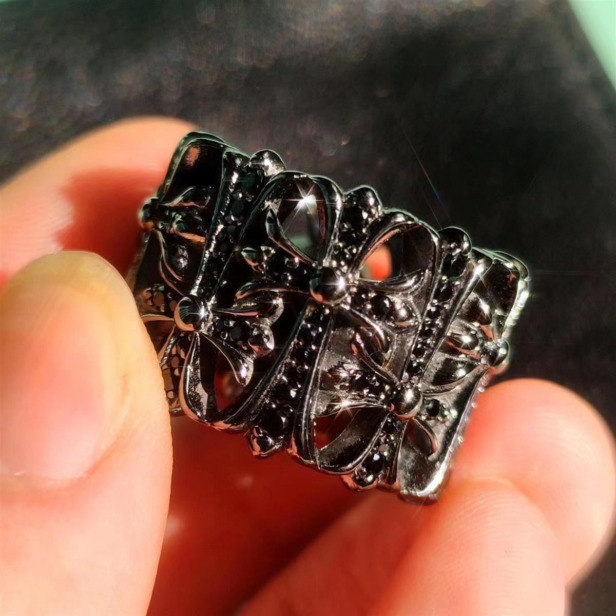 镀带钻圆墓葬ch镶嵌锆石十字架墓碑戒指-阿里巴巴