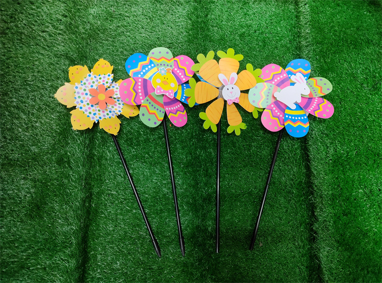 New Easter Modeling Craft Windmill Outdoor Activity Decoration Rabbit Chick Pinwheel Factory Direct Sales