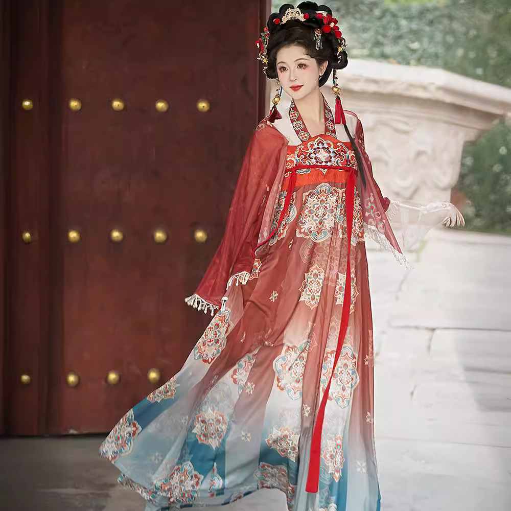 汉服女2024新款唐制原创国风改良齐胸襦裙日常古装超仙飘逸春夏款