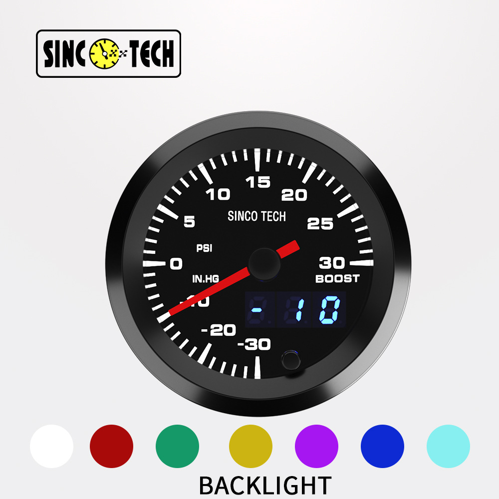 SINCOTECH 高速步进电机2吋7彩背光LED数码增压表黑色52mm DO6361