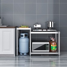 简易厨房灶台柜不锈钢操作台煤气灶液化气灶微波炉烤箱收纳架子