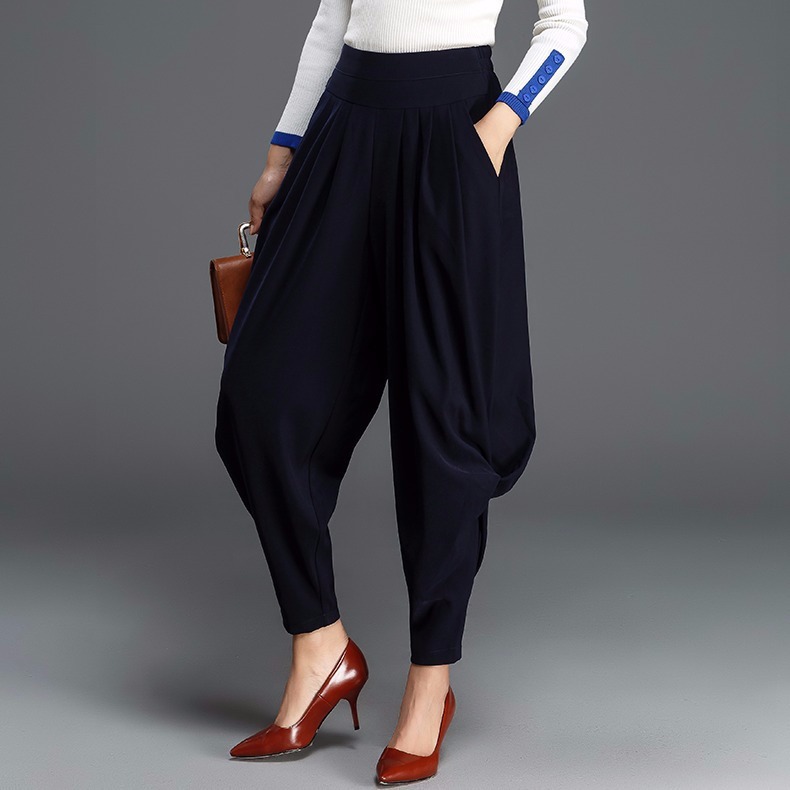 加绒哈伦裤女秋冬新款高腰宽松大码小脚裤休闲妈妈灯笼裤子代发批