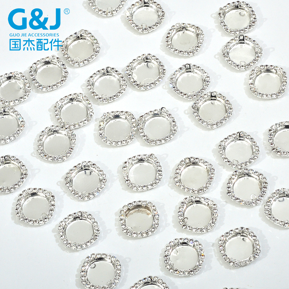 Rhinestone round Surrounding Border Diamond Claw Chain round Surrounding Border Crystal Case Gold and Silver Color round Welding Chain Diamond-Embedded Empty Shell Wholesale