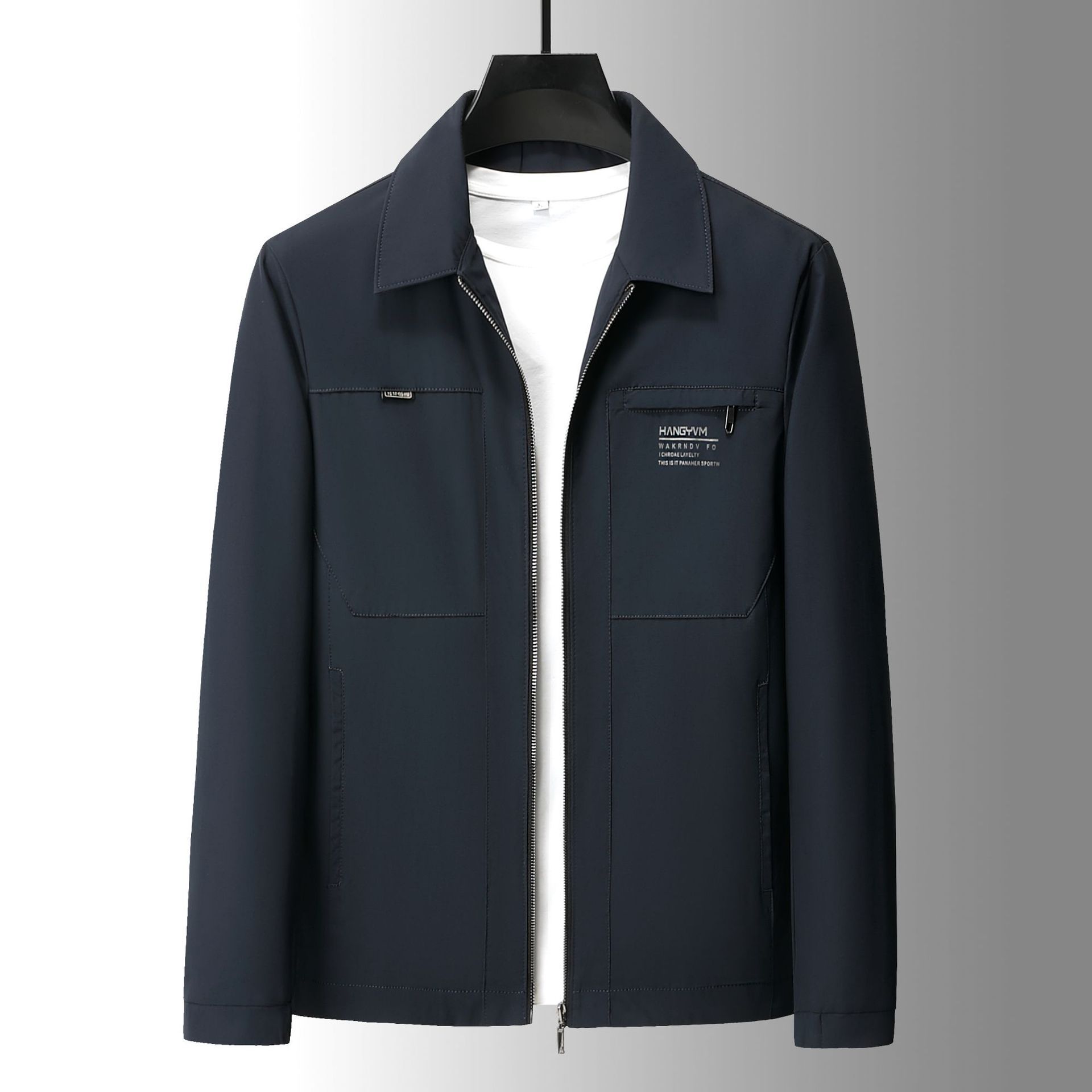 2024春季新款男士翻领褂子中老年夹克衫男春秋爸爸装上衣休闲外套