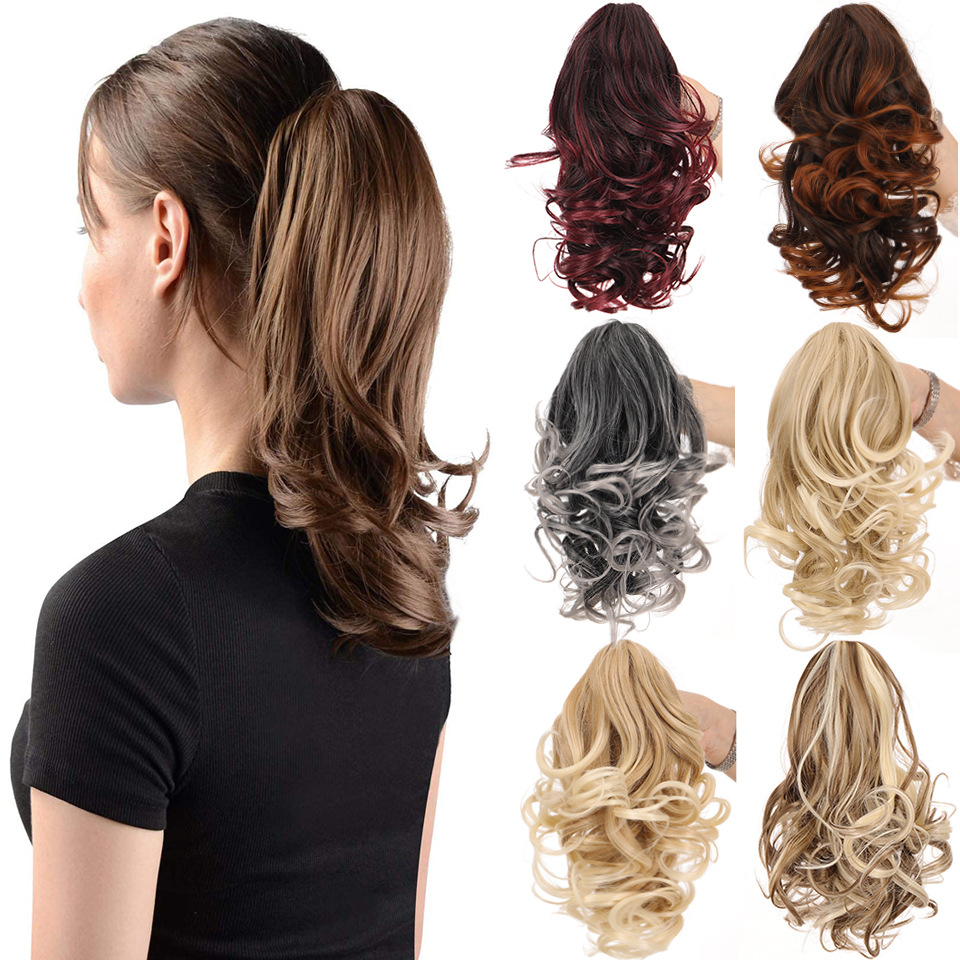 欧美长卷发女士大波浪虎夹马尾蓬松自然外贸跨境电商工厂批发现货