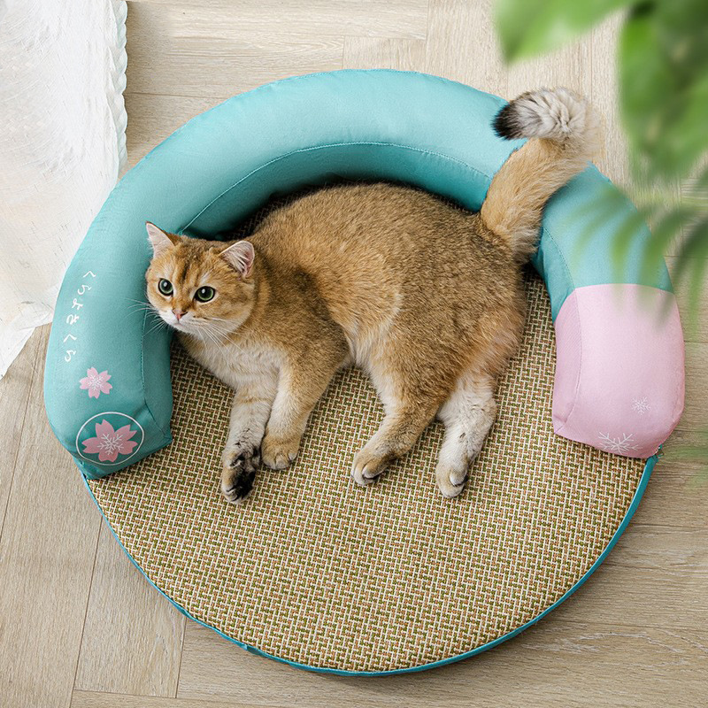 樱花猫垫子睡觉用夏季凉席垫猫窝四季通用夏天冰垫床地垫宠物用品