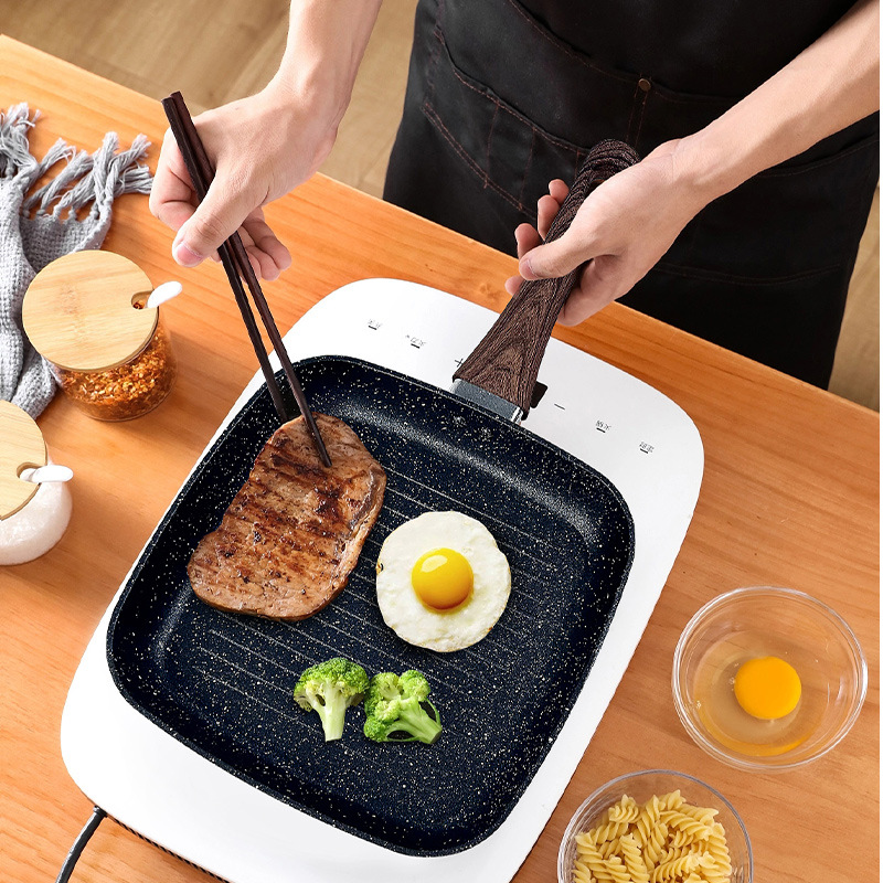 Imitation Die-Cast Aluminum Medical Stone Steak Frying Pan Breakfast Omelette Striped Flat Non-Stick Pan Gas Induction Cooker Universal