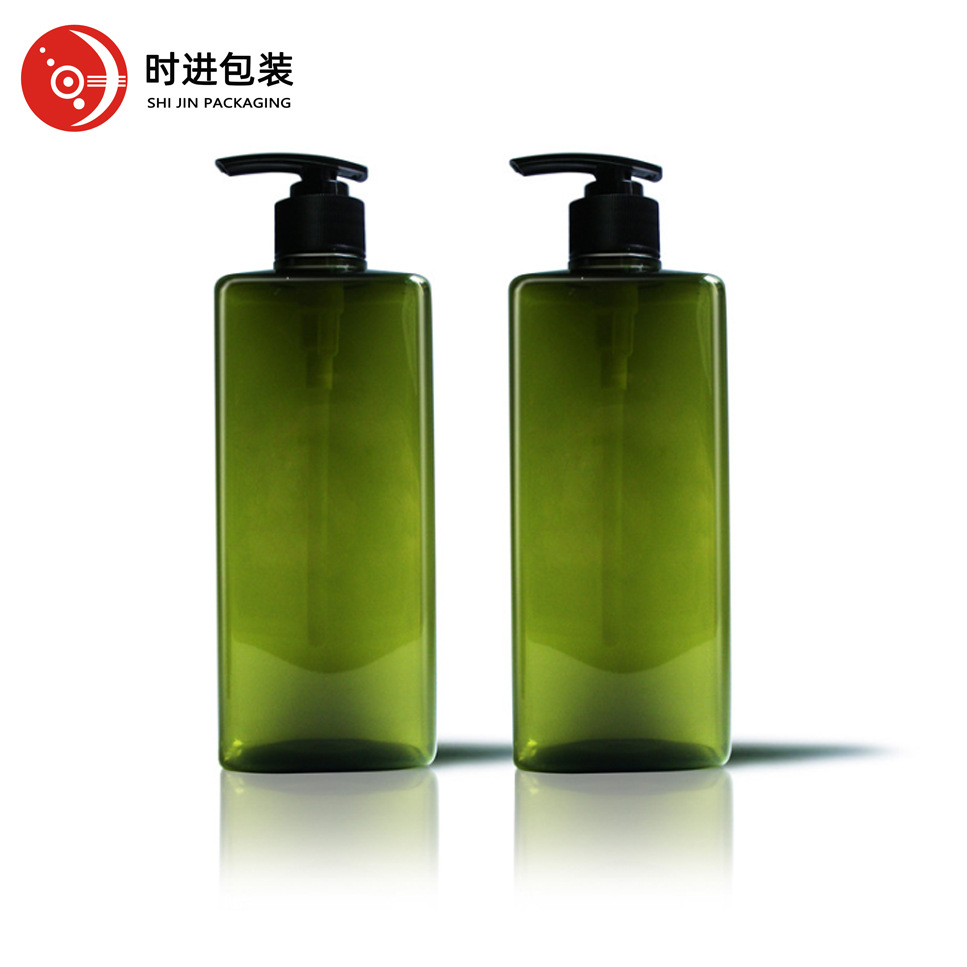 批发500ml四方形塑料瓶子 绿色pet塑料扁瓶 洗发露瓶子300ml-阿里巴巴